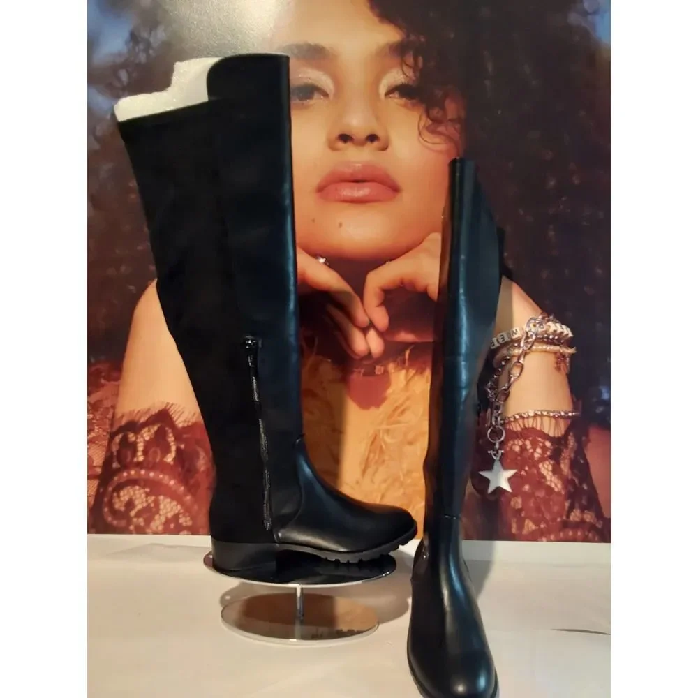 Material Girl Women's Mwebby Over-The-Knee Boot blk size 6.5 M,